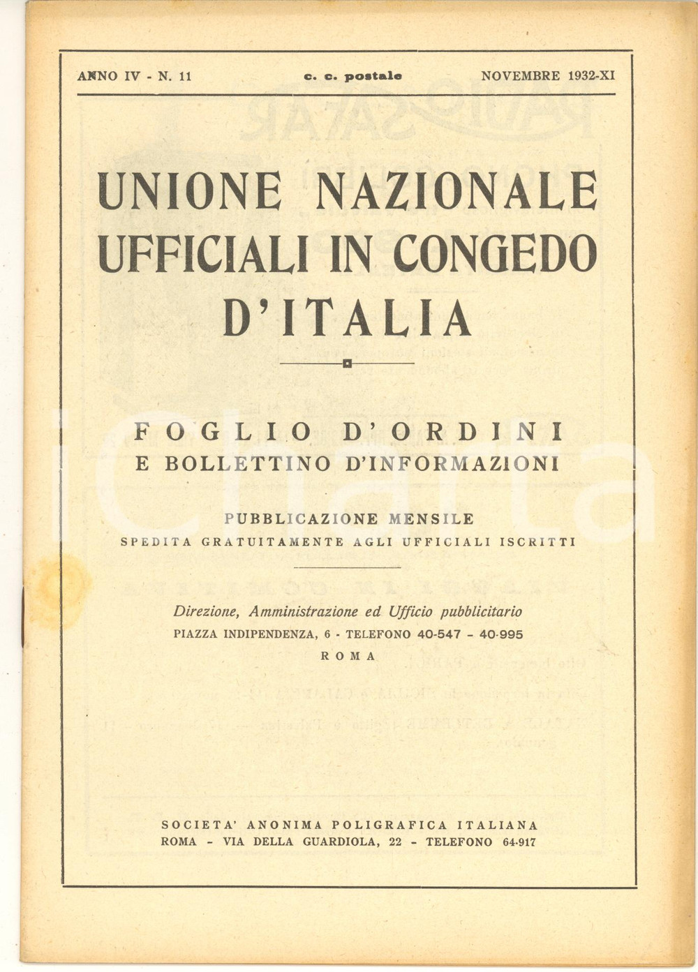 Documento originale, autentico 1932 U.N.U.C.I. FOGLIO D ORDINI Istruzione ufficiali complemento Regia Marina 1