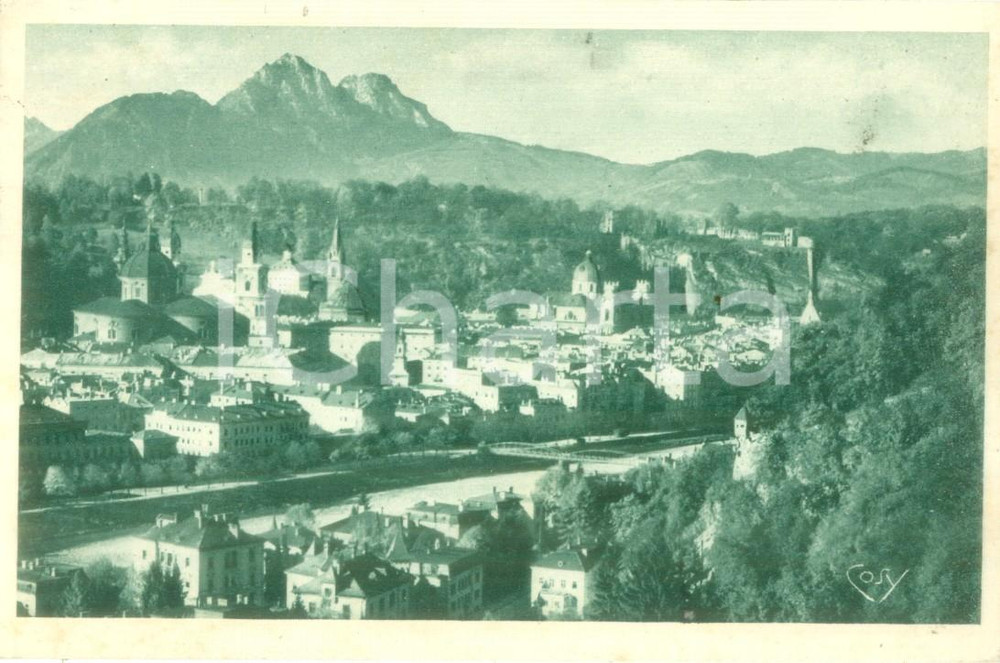Cartolina originale da collezione 1933 SALZBURG AUSTRIA Panorama pittoresco della cittÃ  Cartolina FP VG 1