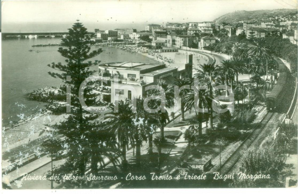 Cartolina originale da collezione 1940 ca SANREMO IM Corso Trento e Trieste Bagni MORGANA Cartolina DANNEGGIATA 1