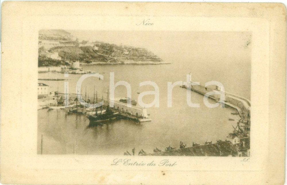 Cartolina originale da collezione 1910 NIZZA FRANCIA velieri all entrata del porto Cartolina ANIMATA FP NV 1