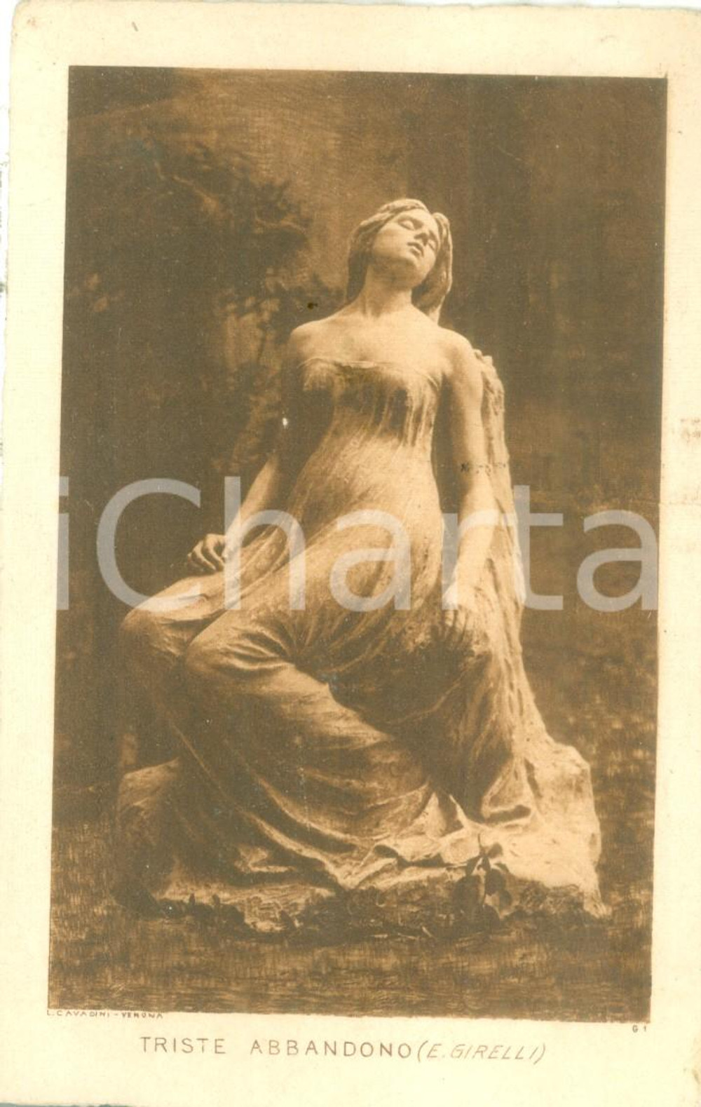 Cartolina originale da collezione 1913 ARTE Scultore Egidio GIRELLI Triste abbandono Cartolina postale FP VG 1