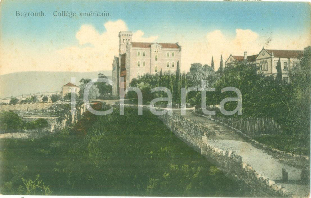 Cartolina originale da collezione 1935 ca BEIRUT LIBANO Il palazzo del Collegio americano Cartolina FP VG 1