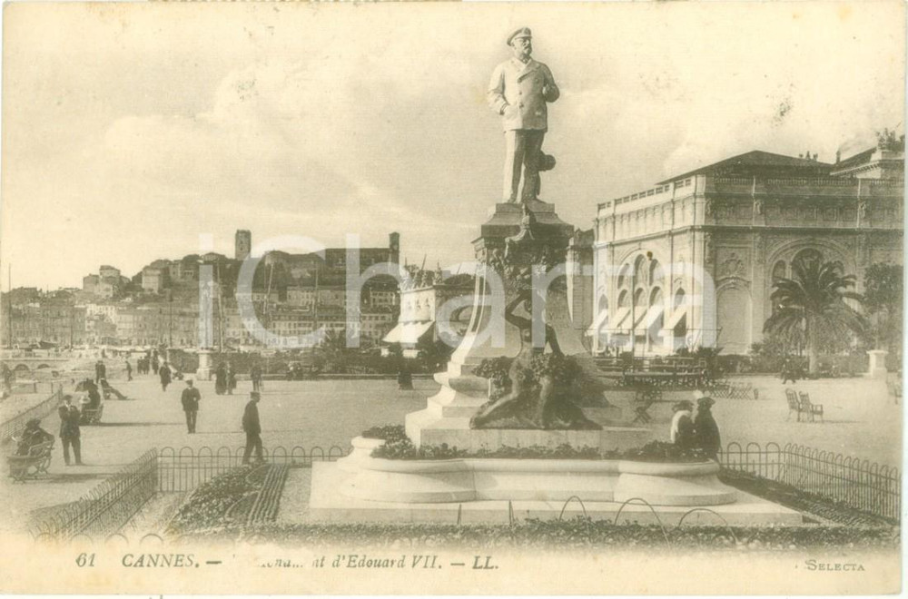 Cartolina originale da collezione 1922 CANNES FRANCE Il monumento a Edoardo VII Cartolina FP VG 1