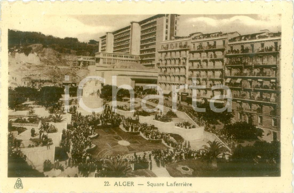 Cartolina originale da collezione 1938 ALGER ALGERIA Veduta di Square Laferrière Cartolina FP VG 1