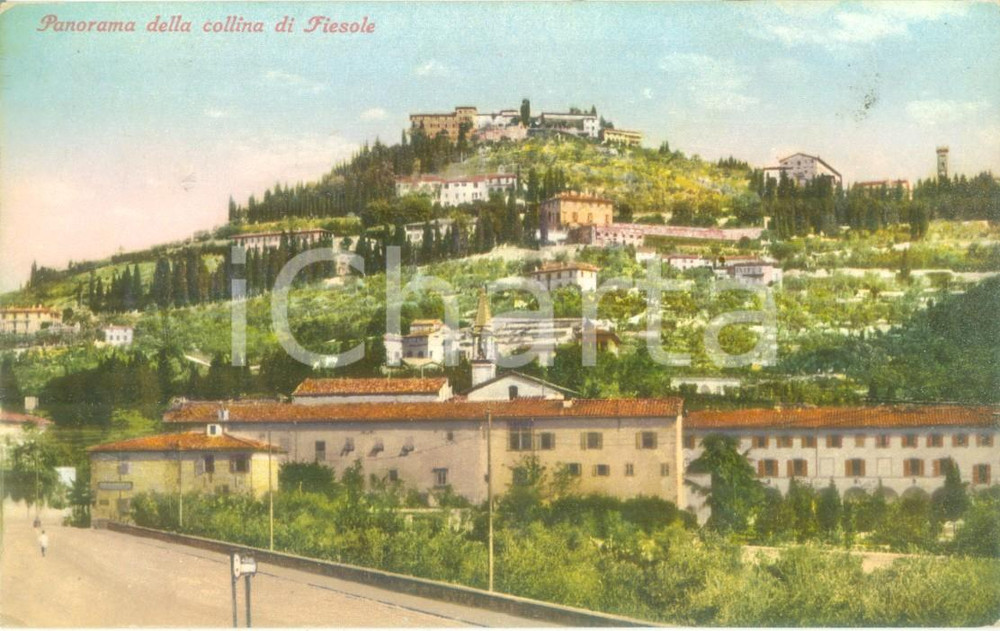 Cartolina originale da collezione 1930 FIESOLE FI Panorama della collina Cartolina postale FP VG 1