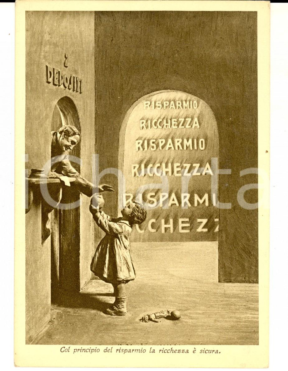 Cartolina originale da collezione 1933 MILANO Associazione PROPAGANDA RISPARMIO  Ricchezza sicura Cartolina 1