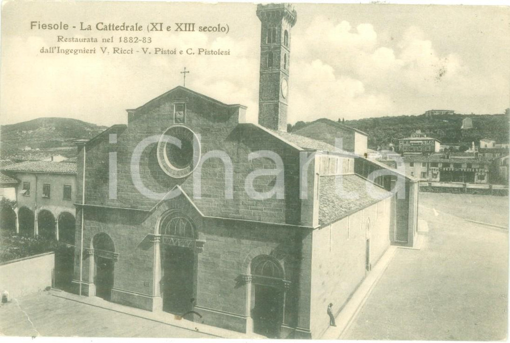 Cartolina originale da collezione 1914 FIESOLE FI Veduta della Cattedrale di San Romolo Cartolina FP NV 1