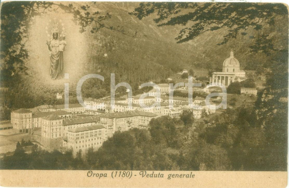 Cartolina originale da collezione 1950 OROPA BI Veduta panoramica del Santuario Cartolina FP VG 1