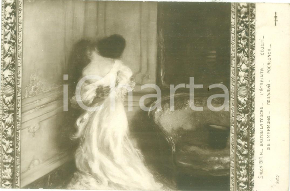 Cartolina originale da collezione 1914 PARIS SALON Gaston LA TOUCHE L Ã©treinte Cartolina postale FP NV 1