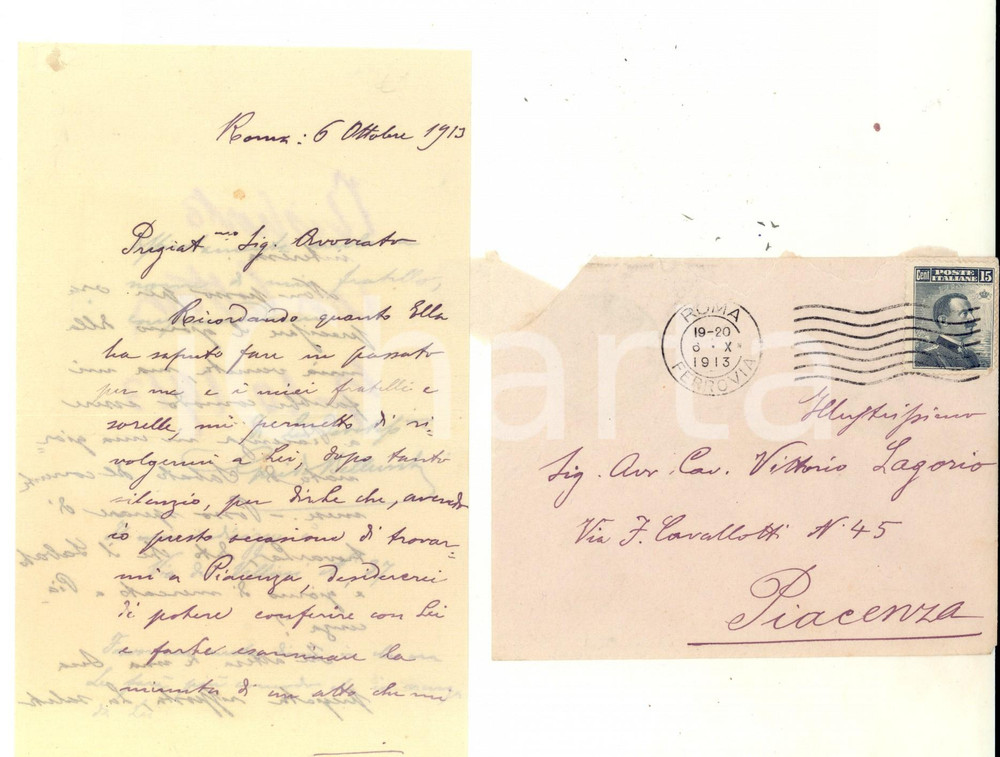 Manoscritto, lettera originale 1913 ROMA Guido BELLARDI chiede aiuto per pratica all avv. Vittorio LAGORIO 1