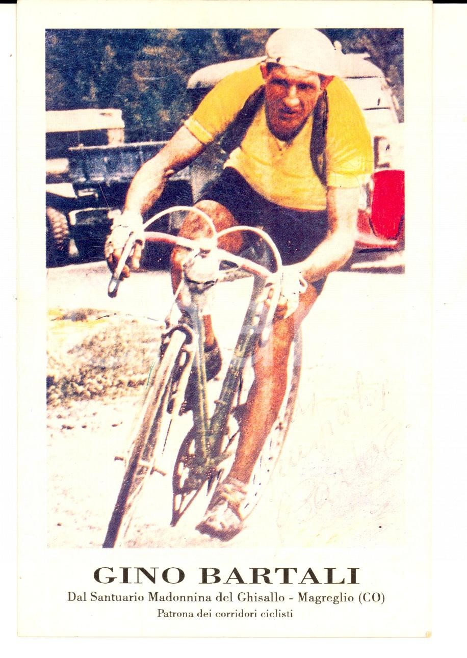 Autografo originale 1980 MAGREGLIO Autografo GINO BARTALI cartolina Madonnina Ghisallo DANNEGGIATO 1