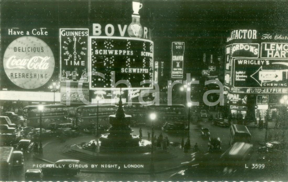 Cartolina originale da collezione 1961 LONDON Veduta di PICCADILLY CIRCUS Have a Coke Cartolina FP VG 1
