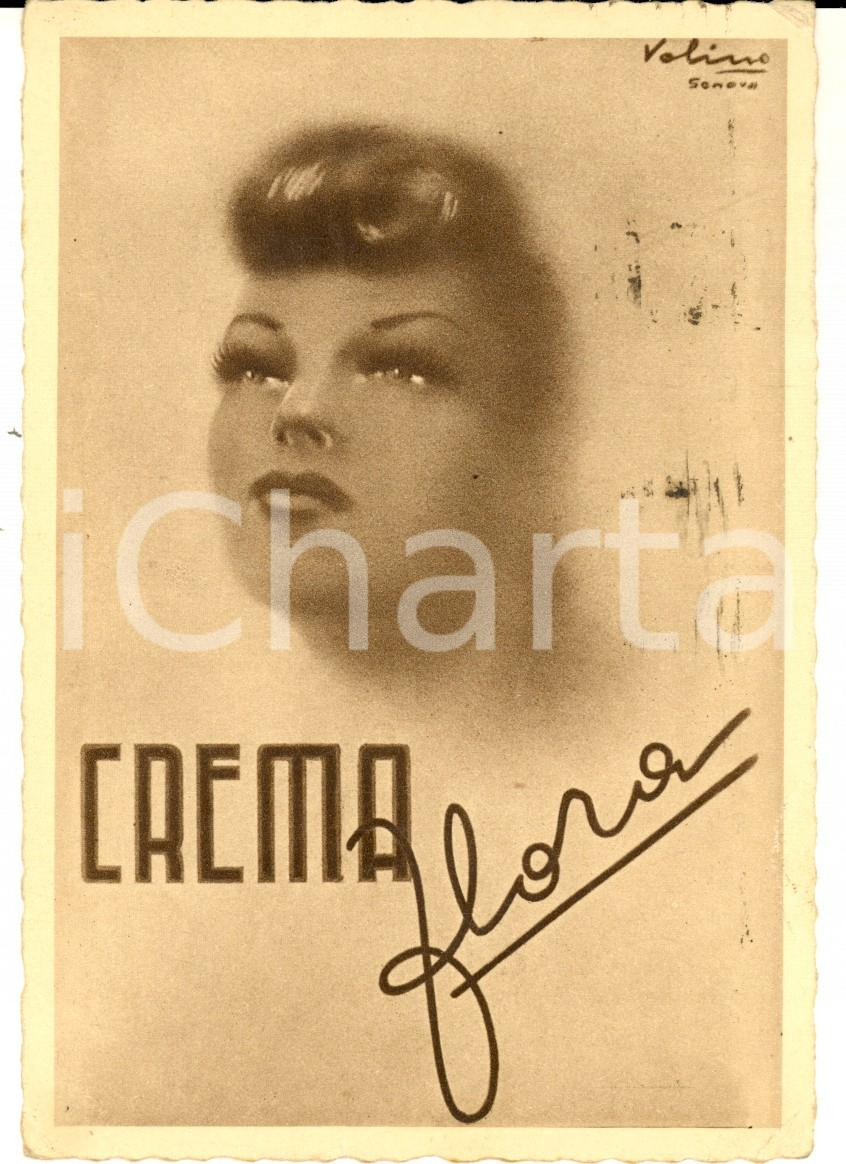Cartolina originale da collezione 1946 GENOVA Farmacia dott. CARLEVARO  Crema FLORA  Cartolina pubblicitaria FG 1