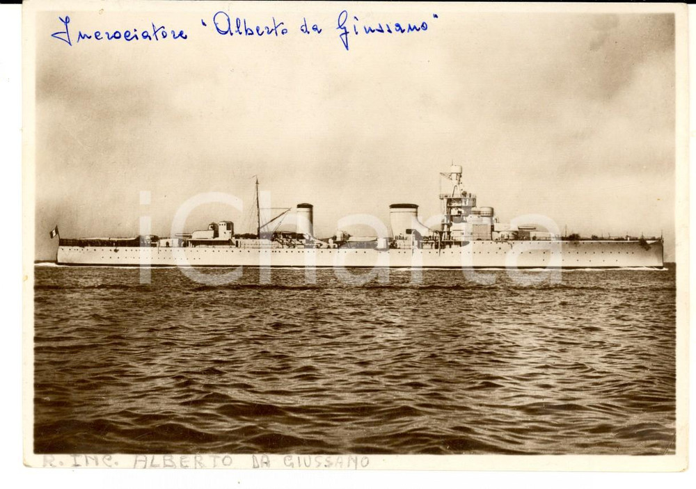 Cartolina originale da collezione 1935 REGIA MARINA Incrociatore ALBERTO DA GIUSSANO Cartolina postale FG VG 1