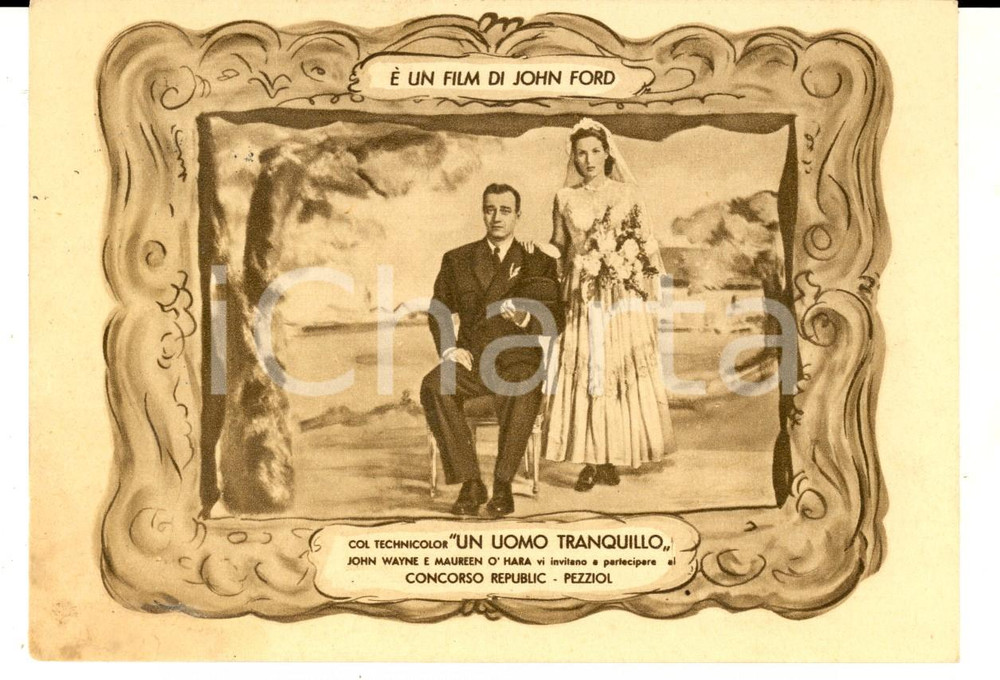 Cartolina originale da collezione 1952 UN UOMO TRANQUILLO John WAYNE Pubblicità CINAR Cartolina concorso REPUBLIC 1