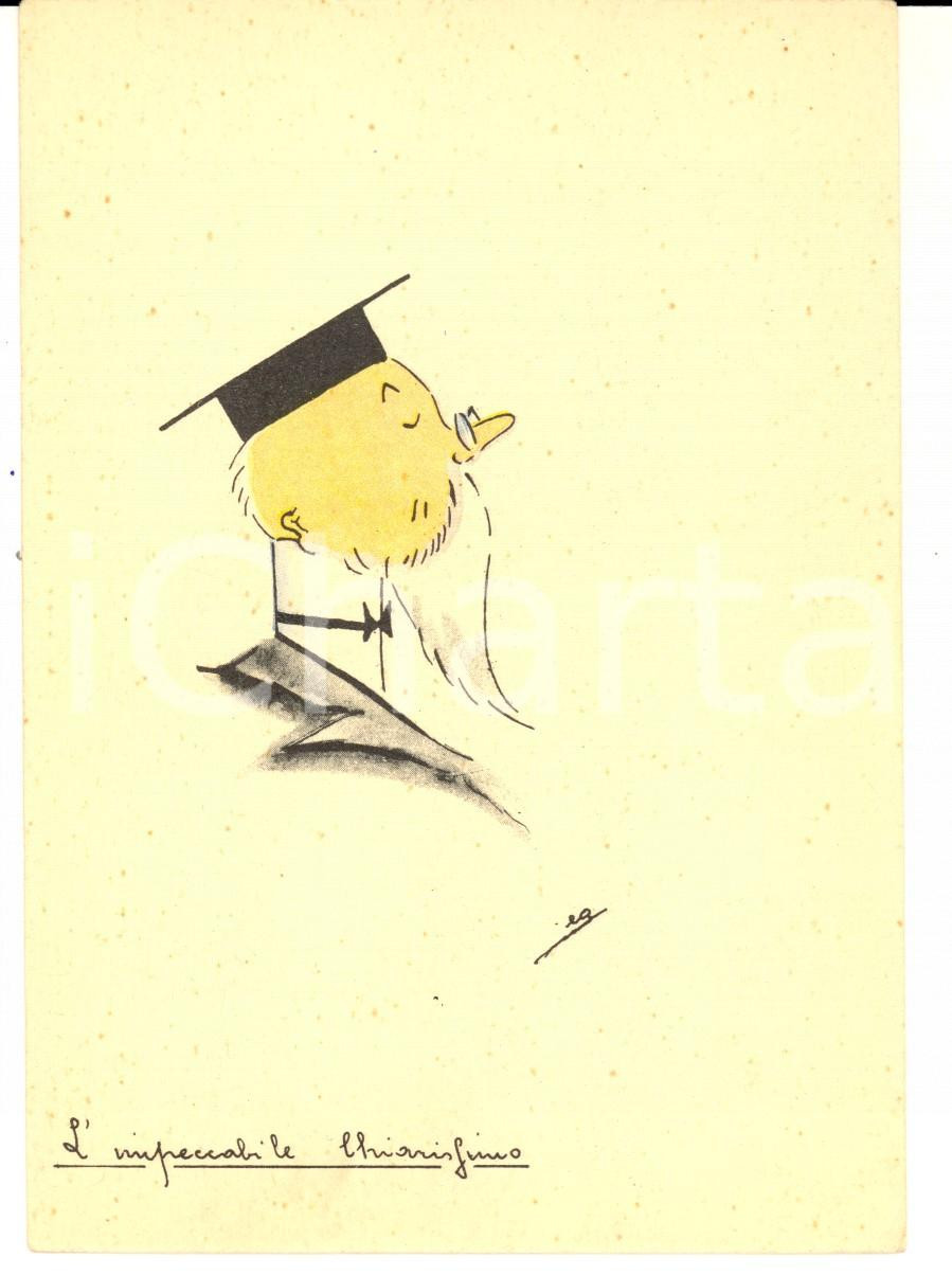 Cartolina originale da collezione 1940 ca SATIRA ACCADEMICA L impeccabile chiarissimo Cartolina ILLUSTRATA EA 1