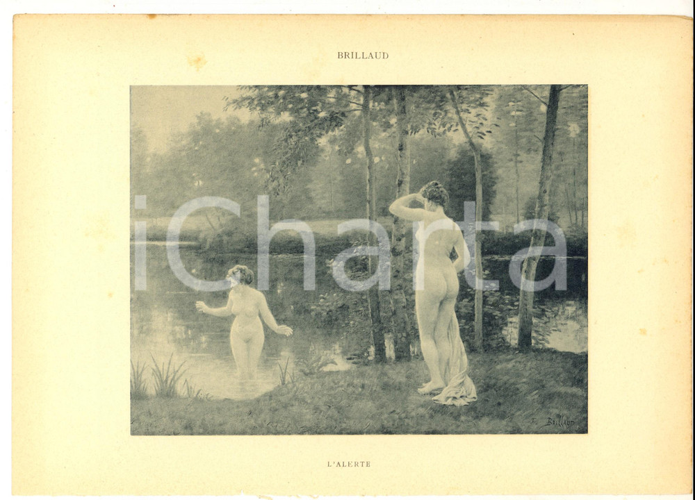 Stampa, bozzetto originale 1920 ca ARTE FranÃ§ois BRILLAUD L alerte Stampa 29x21 cm 1