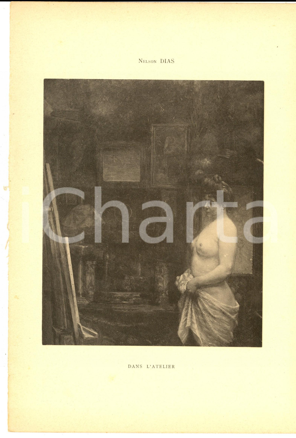 Stampa, bozzetto originale 1920 ca ARTE Nelson DIAS Dans l atÃ©lier Stampa 29x21 cm 1