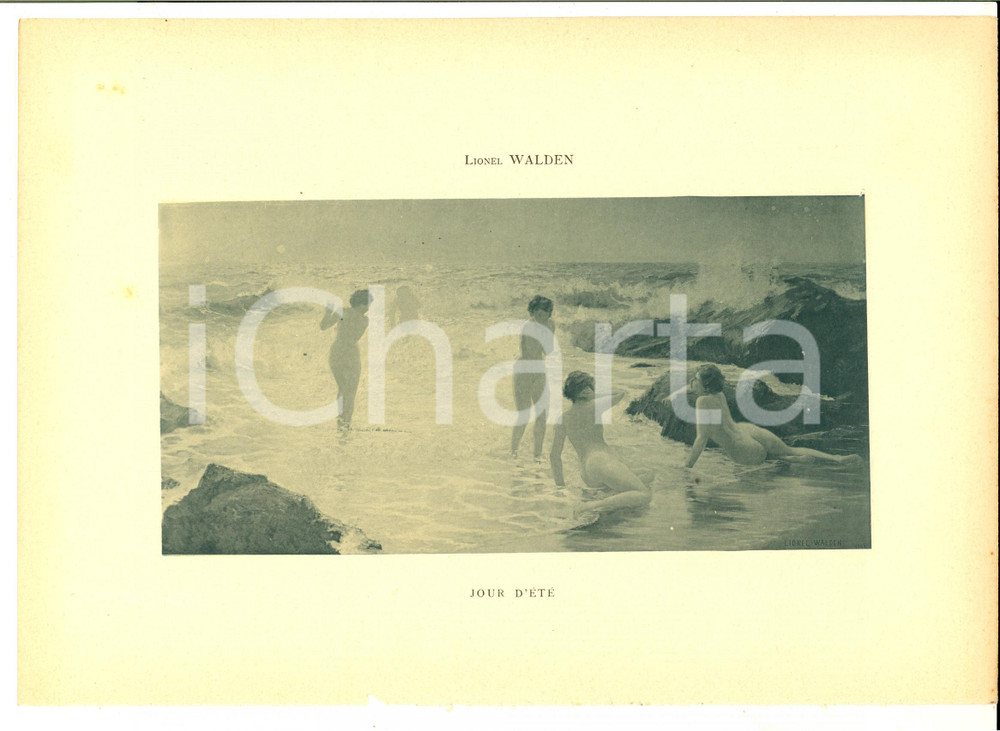 Stampa, bozzetto originale 1920 ca ARTE Lionel WALDEN Jour d Ã©tÃ© Stampa 29x21 cm 1