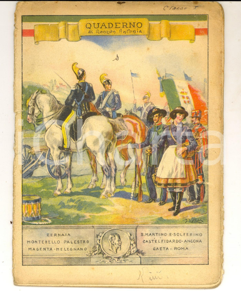 Oggetto da collezione cartaceo 1930 ca Quaderno 1 ELEMENTARE Antonia RONZON  Esercizi di calligrafia 1