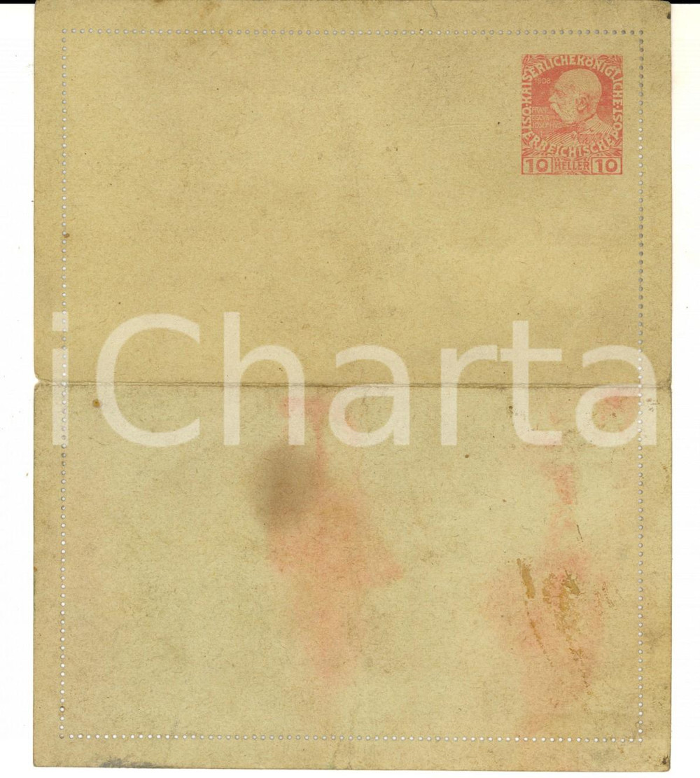 1908 IMPERO AUSTRO-UNGARICO Biglietto postale da 10 Keller