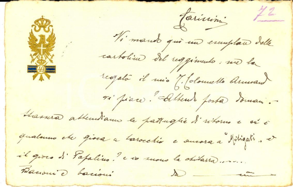 Cartolina originale da collezione 1931 REGIO ESERCITO 49° Reggimento Fanteria  Cartolina ed. Alberto GIANI 1