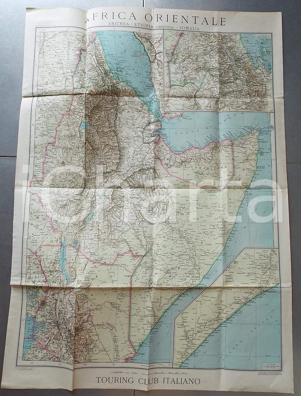 Mappa, planimetria storica 1935 TOURING CLUB ITALIANO Carta dell Africa Orientale 1:750.000 60x80 cm 1