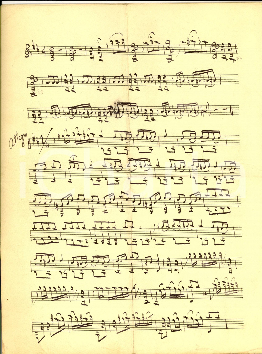 Oggetto da collezione cartaceo 1940 ca MARTINI Sinfonia per sola chitarra Spartito manoscritto COPIA 1