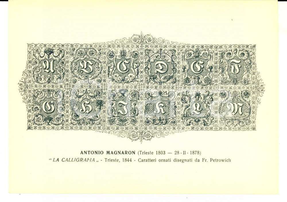 Cartolina originale da collezione 1949 PADOVA 1Â° Convegno Studi Grafici  Cartolina Antonio MAGNARON Ornati 1