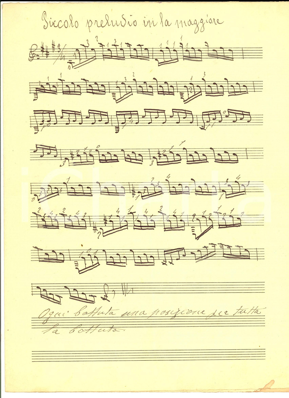 Oggetto da collezione cartaceo 1935 Piccolo preludio  Fremito d amore  Rosina Spartito manoscritto COPIA 1