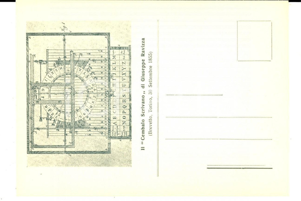 Cartolina originale da collezione 1949 PADOVA 1° Convegno Studi Grafici Cembalo scrivano di RAVIZZA Cartolina 1