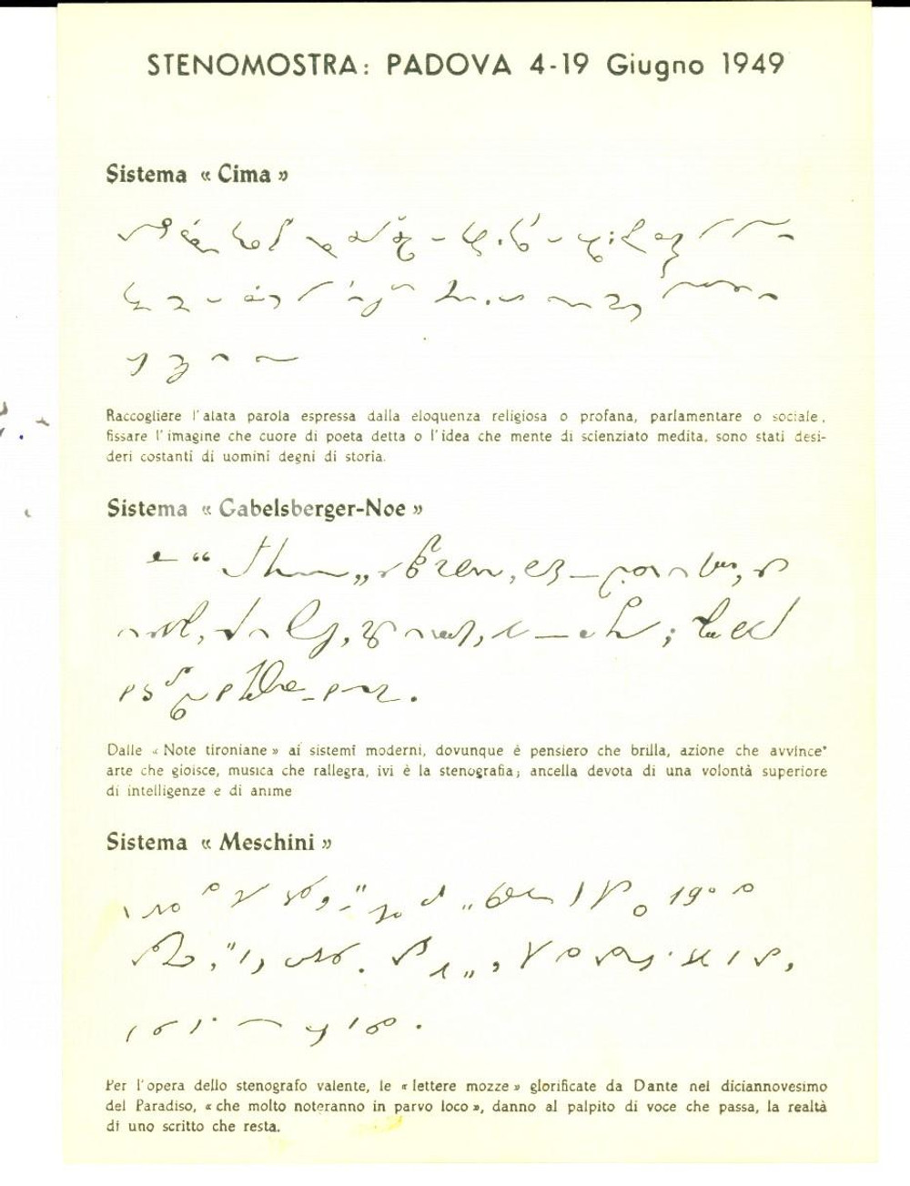 Cartolina originale da collezione 1949 PADOVA 1Â° Convegno Nazionale Studi Grafici  Stenomostra Cartolina 1