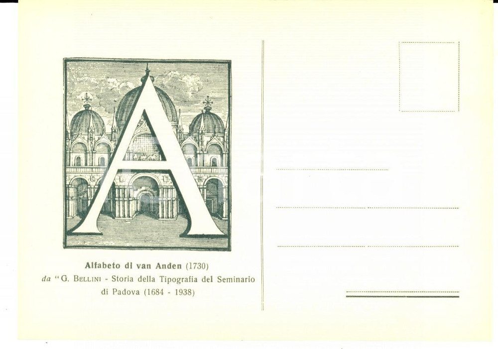 Cartolina originale da collezione 1949 PADOVA 1Â° Convegno Studi Grafici  Alfabeto di VAN ANDEN Cartolina 1