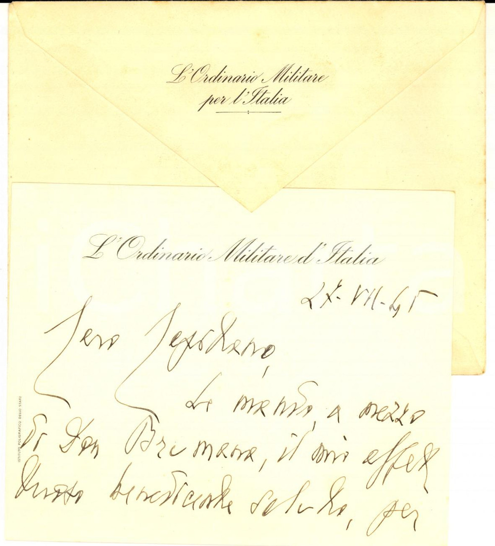 Autografo originale 1945 ROMA Auguri Ordinario Militare d Italia mons. Carlo Alberto FERRERO 1