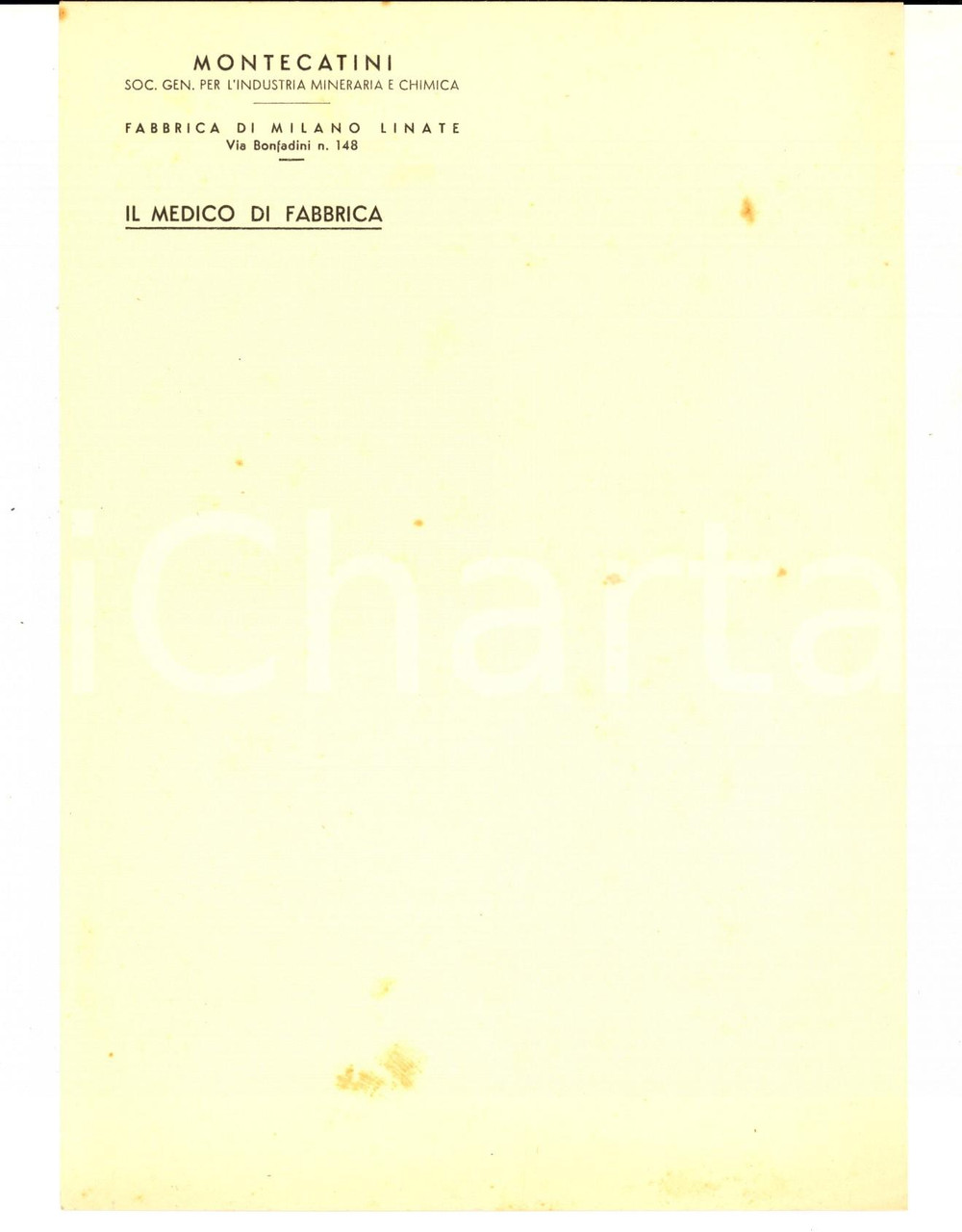 1940 Società MONTECATINI Industria Mineraria - Medico di fabbrica *Lotto 4 fogli