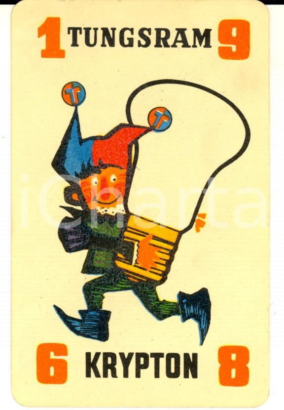 Oggetto da collezione cartaceo 1968 TUNSGRAM KRYPTON Carta da gioco con calendario al verso VINTAGE 1