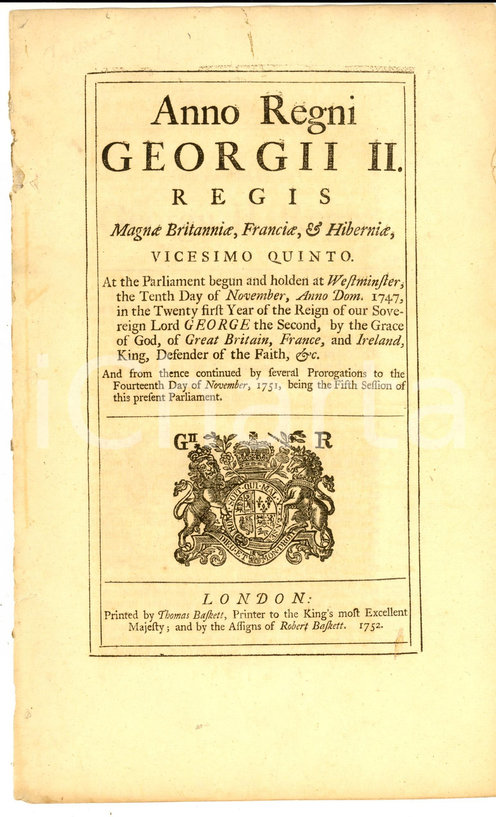 Documento originale, autentico 1752 GREAT BRITAIN Act for encouraging the growth of coffee in America 1