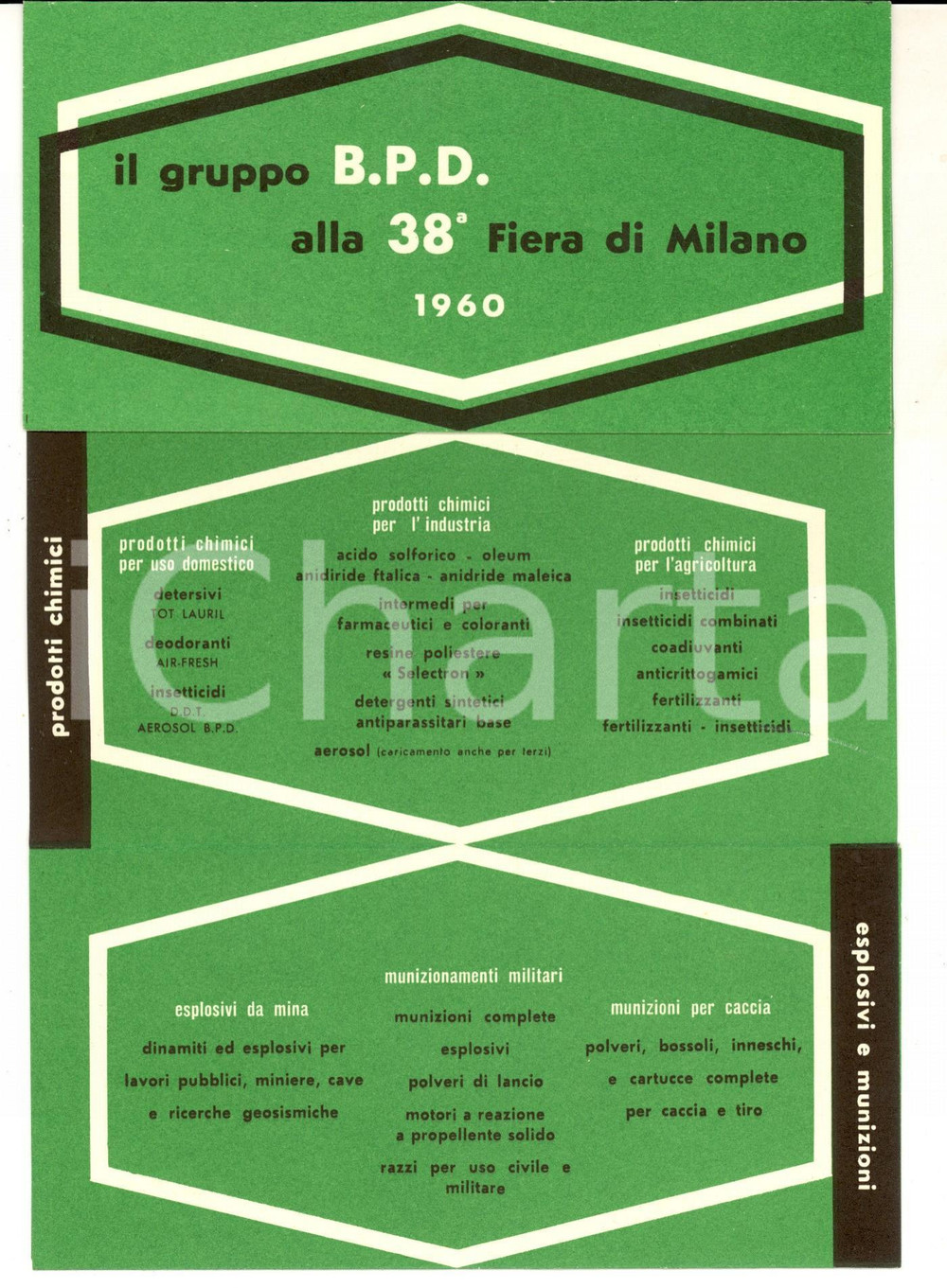 Materiale pubblicitario d’epoca 1960 Gruppo BOMBRINI  PARODI  DELFINO alla 38 Fiera di Milano Pieghevole 1