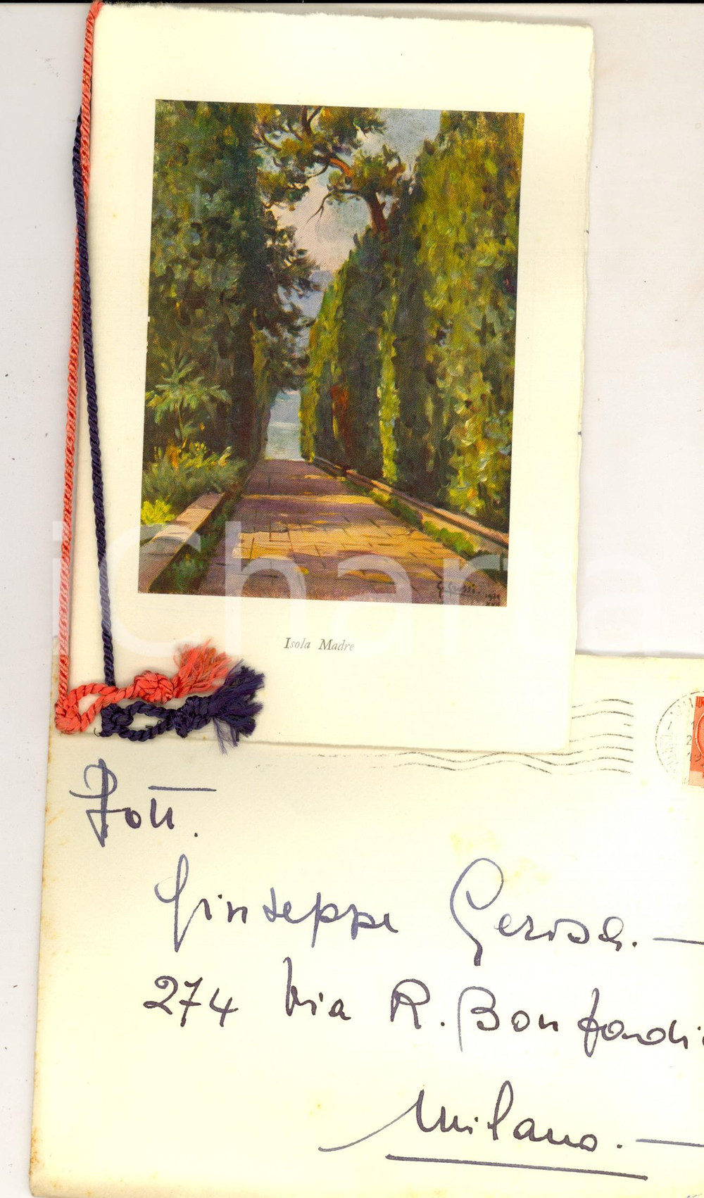 Autografo originale 1953 Biglietto ISOLA MADRE Auguri Vittorio Emanuele BORROMEO ARESE Autografo 1