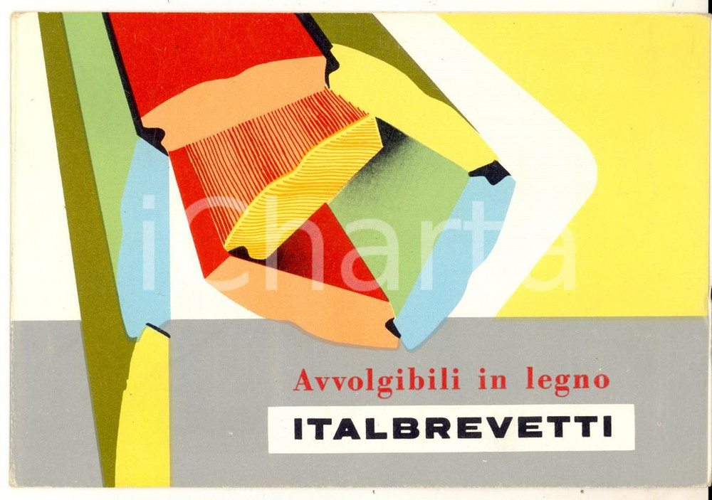 Materiale pubblicitario d’epoca 1960 ca BOLOGNA Avvolgibili in legno ITALBREVETTI Pieghevole tavolozza colori 1