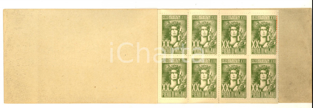 Cartolina originale da collezione 1939 FIERA MILANO Libretto francobolli chiudilettera 40 ERINNOFILI RARO 1