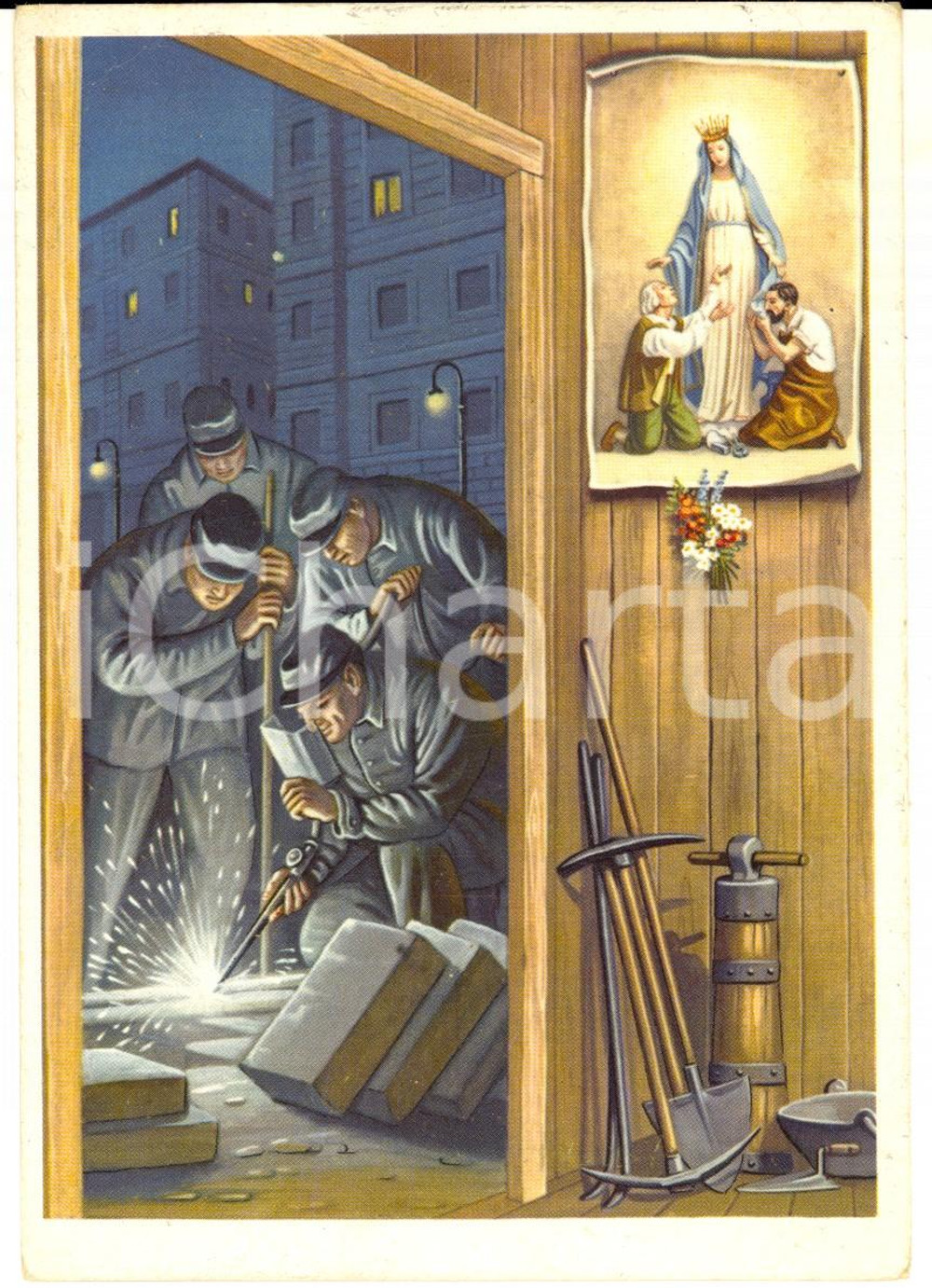 Cartolina originale da collezione 1965 ca NUOVA OLONIO SO Ricovero Madonna del Lavoro Cartolina ILLUSTRATA FG 1