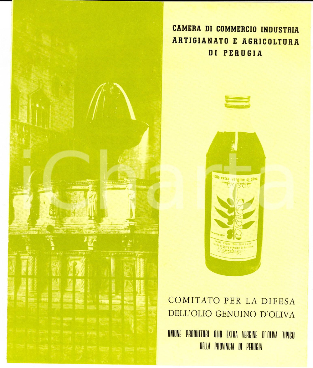 Materiale pubblicitario d’epoca 1965 ca PROVINCIA DI PERUGIA Comitato per difesa olio d oliva Pieghevole 1