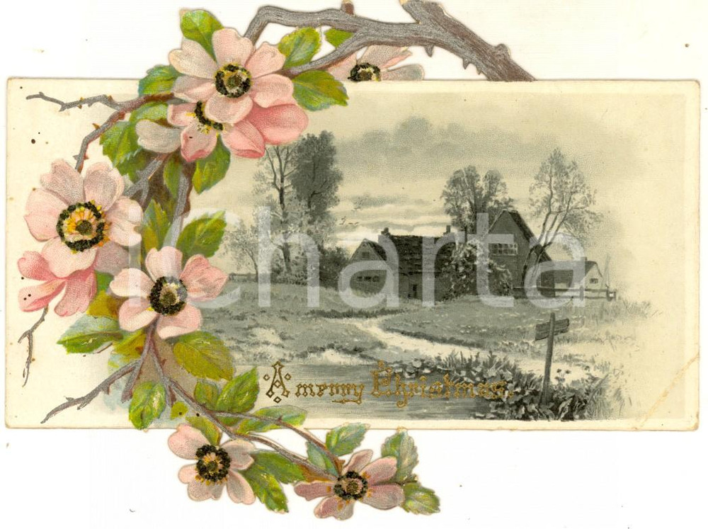 Oggetto da collezione cartaceo 1920 ca CHRISTMAS Greetings  Vintage card ILLUSTRATED 13x10 cm 1