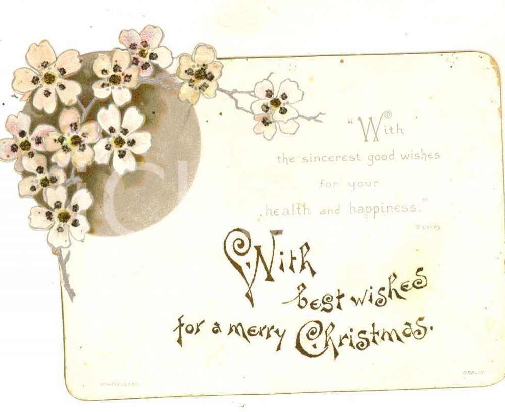 Oggetto da collezione cartaceo 1920 ca CHRISTMAS GREETINGS Vintage postcard  Dickens 11x8 cm 1