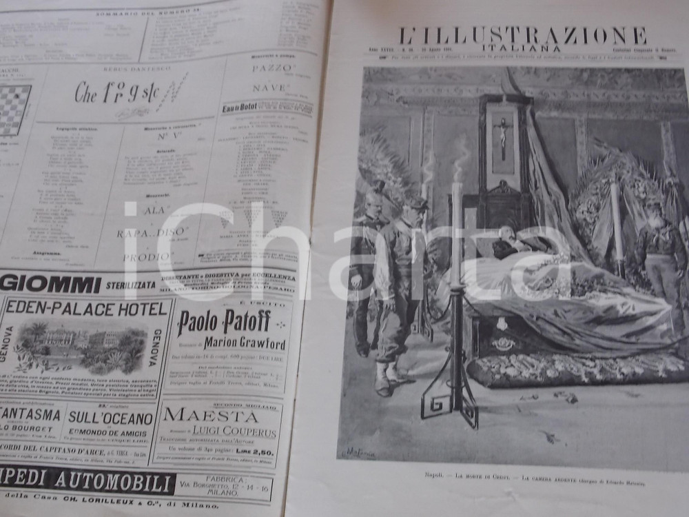 Giornale, rivista storica 1901 L ILLUSTRAZIONE ITALIANA I funerali di Domenico Morelli Sovracoperta 1