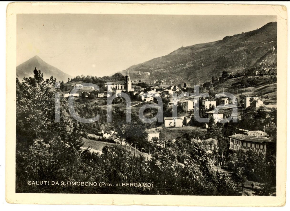 Cartolina originale da collezione 1949 SANT OMOBONO BG Veduta panoramica del paese Cartolina postale FG VG 1