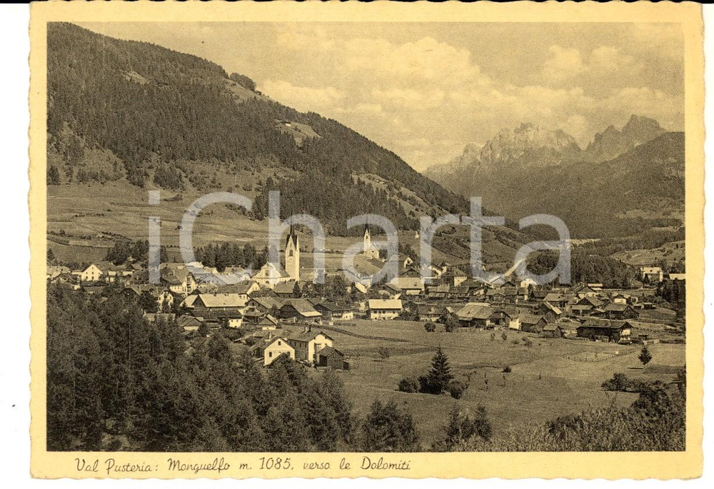Cartolina originale da collezione 1943 MONGUELFO BZ Veduta del paese  VAL PUSTERIA Cartolina postale FG VG 1