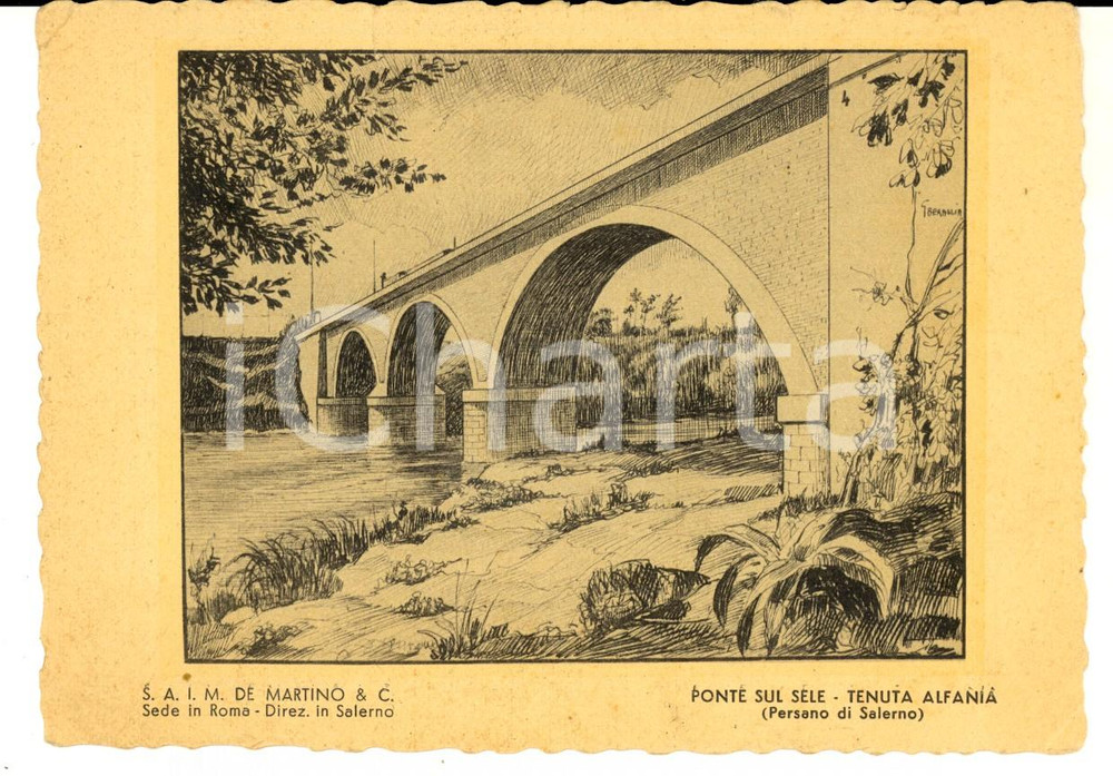 Cartolina originale da collezione 1942 PERSANO/ SERRE SA Ponte sul SELE  Tenuta ALFANIA Cartolina FG NV 1