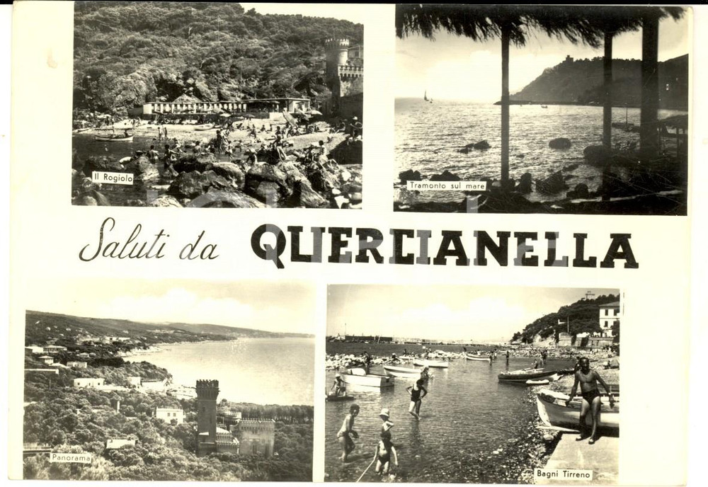 Cartolina originale da collezione 1965 QUERCIANELLA LI Vedutine con il ROGIOLO e i BAGNI TIRRENO Cartolina FG 1